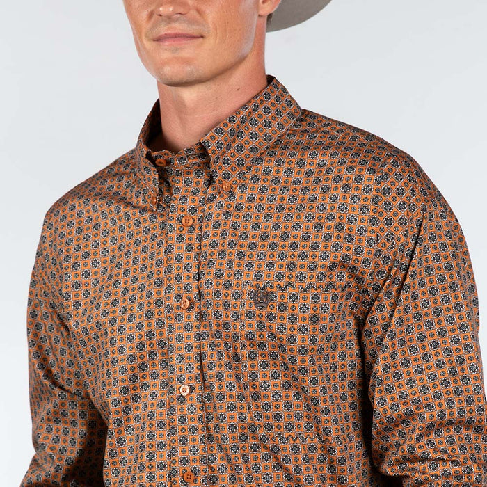 Cinch Men's White Print Button Down Shirt