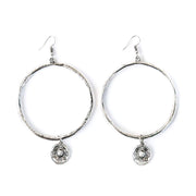 Silver Hammered Hoop Earrings