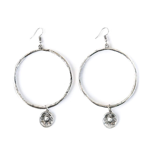 Silver Hammered Hoop Earrings