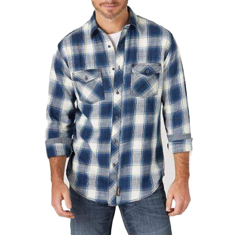 Men's Retro Premium Blue Plaid Button Shirt