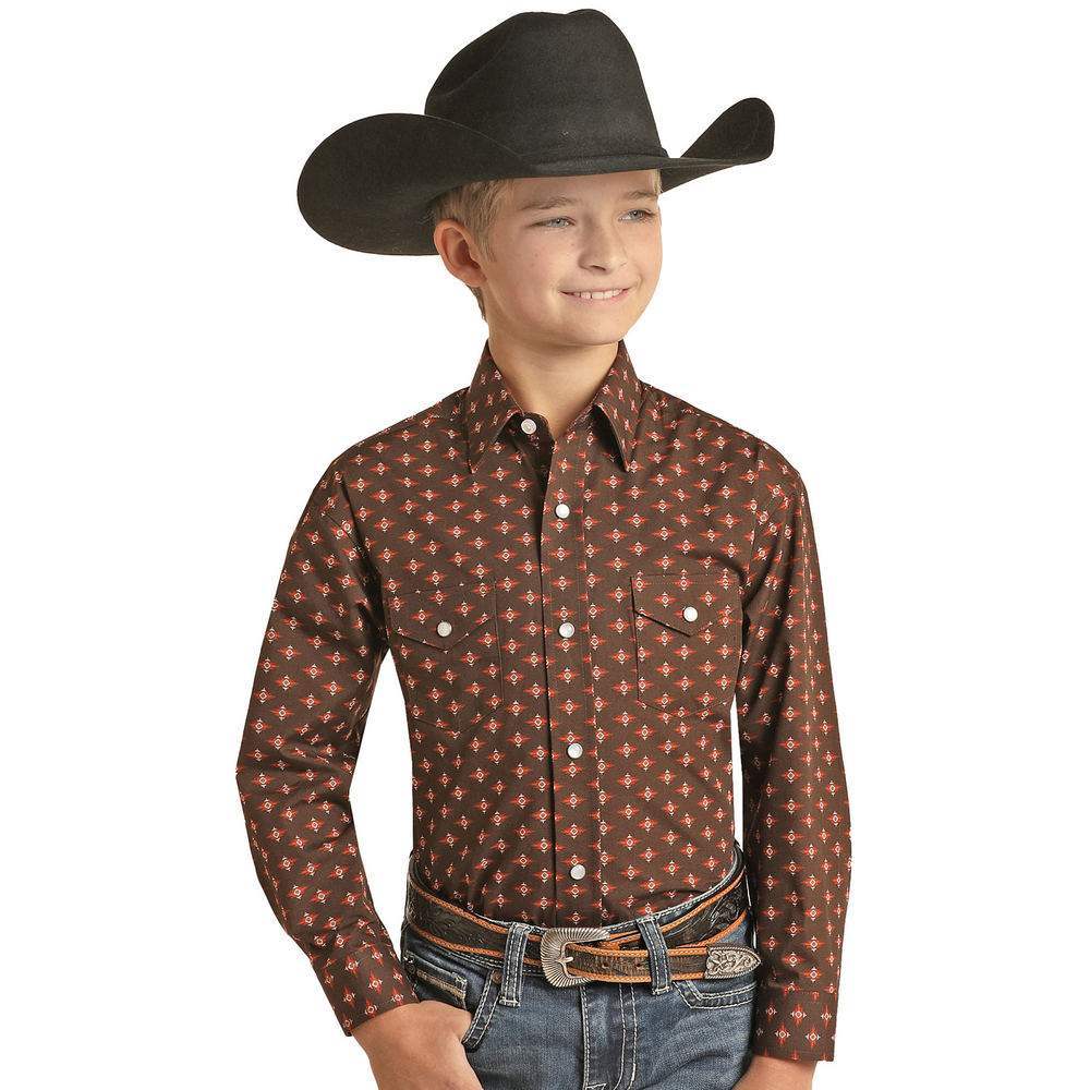 Panhandle Boy's Aztec Print Snap Shirt