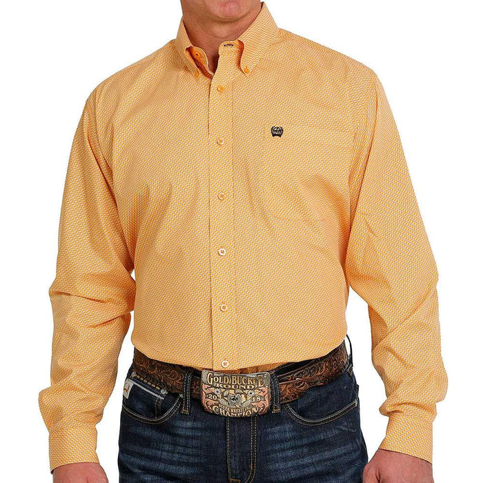 Men's Yellow Print Button-Down
