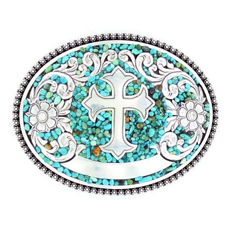 M&F Ladies Turquoise Stone Cross Buckle