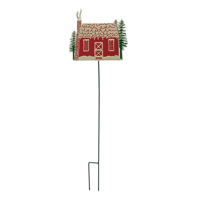 Creative Co-Op Cabin and Trees Plant Stake