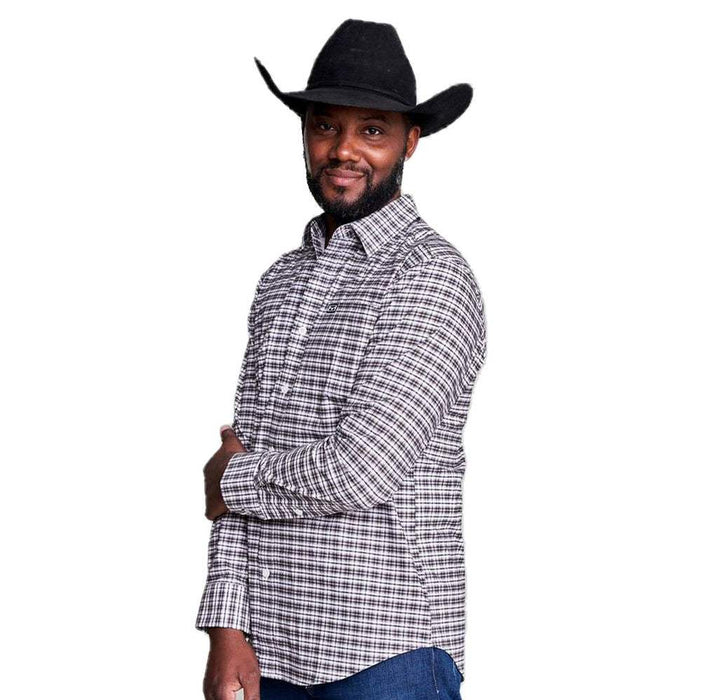Men's Charcoal Taos Plaid Long Sleeve Button Down
