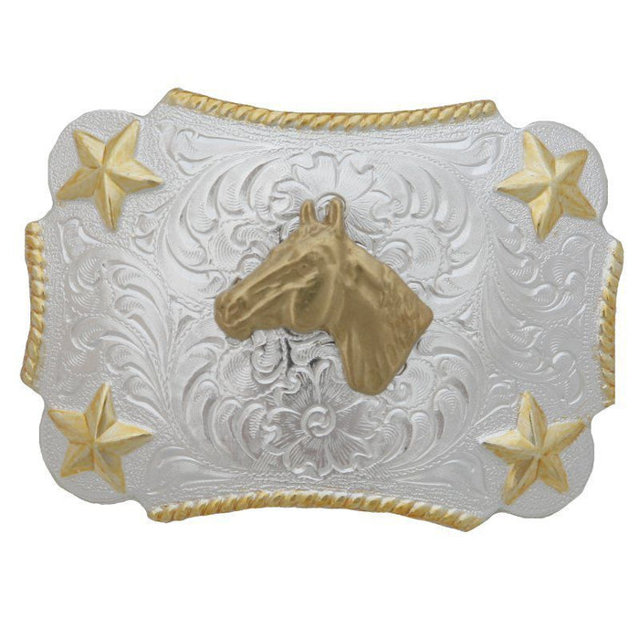 Kid's M&F Silver and Gold Horse Head Buckle