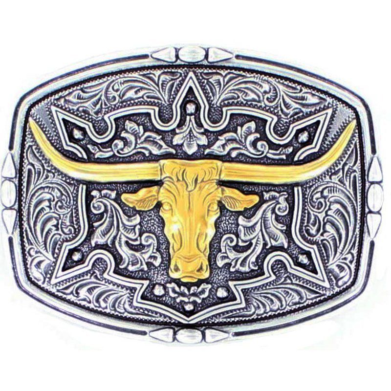 M&F Silver and Gold Longhorn Head Buckle