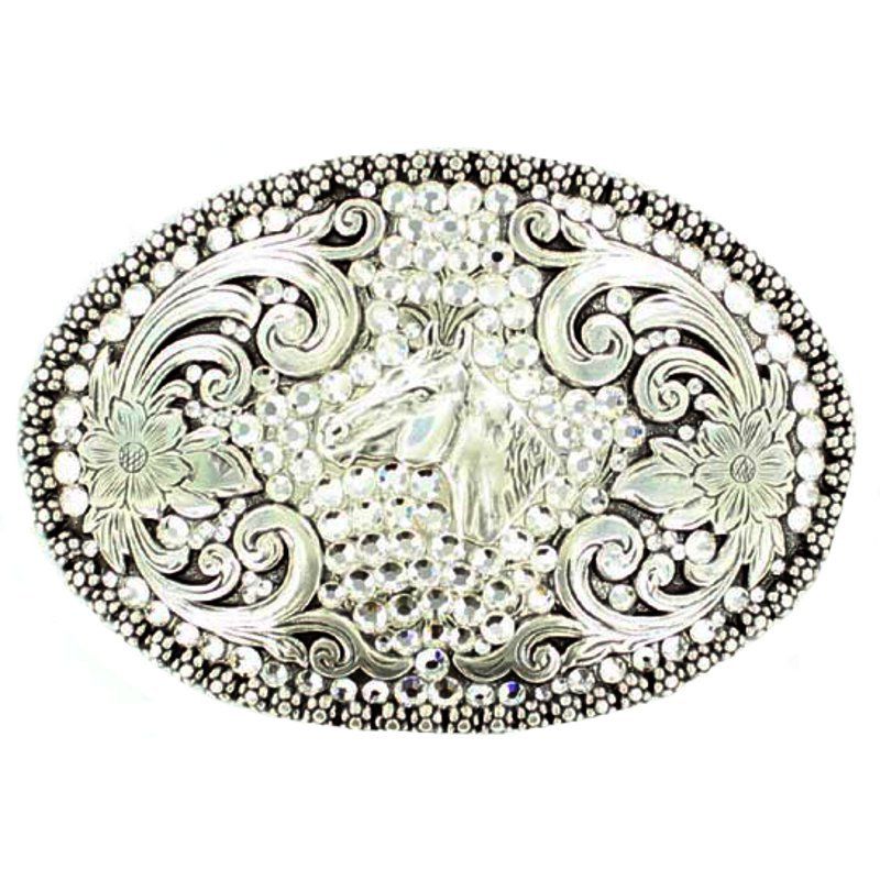 M&F Horse with Rhinestones Oval Buckle