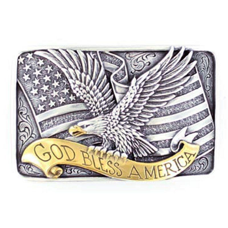 M&F God Bless America Square Buckle