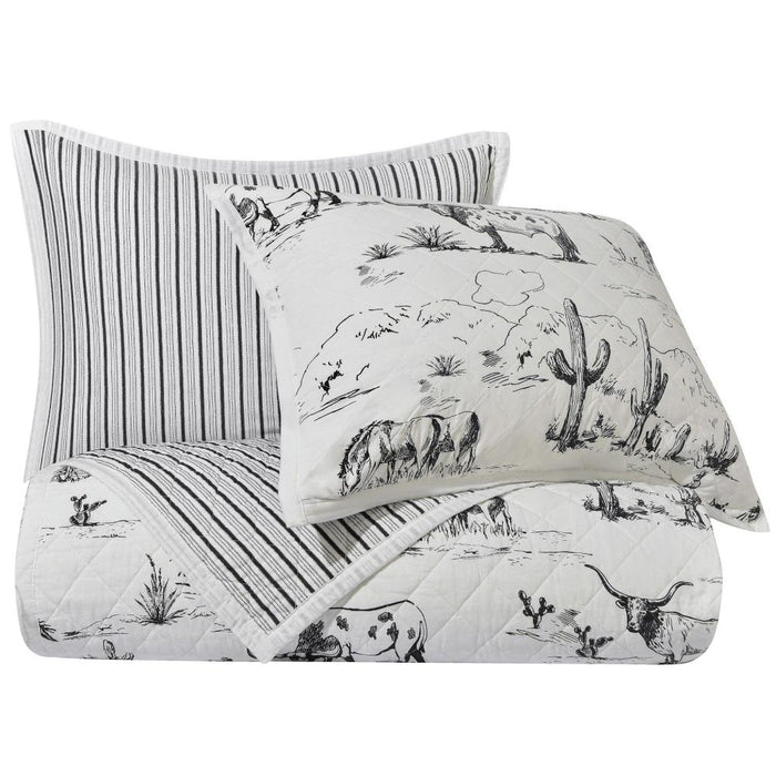 HiEnd Accents King Ranch Life Western Toile Reversible Quilt Set