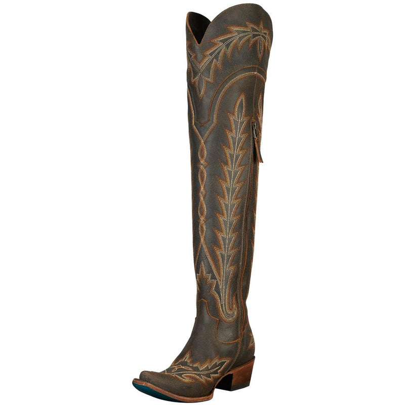 Women's Lexington OTK Brown Crackle Snip Toe Boot