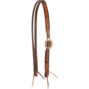 Two Tone Floral Tooled Split Ear Headstall