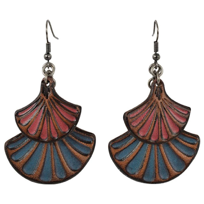 Women's Justin Fan Shaped Leather Earrings
