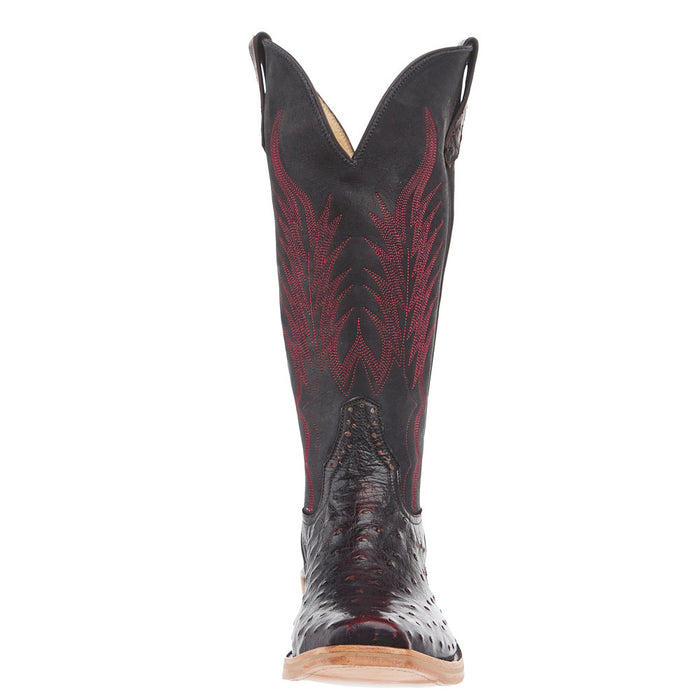 Rios Of Mercedes Men's Ride Ready Black Cherry Full Quill Ostrich Vamp 15in Black Remuda Top