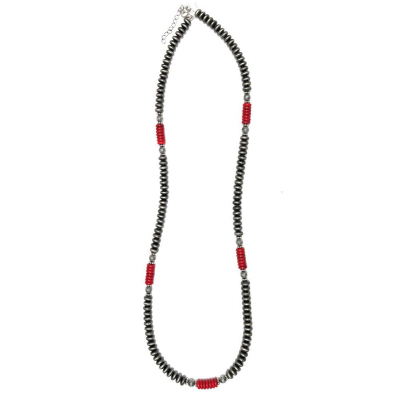Faux Navajo Pearl Disc Melon Bead Necklace