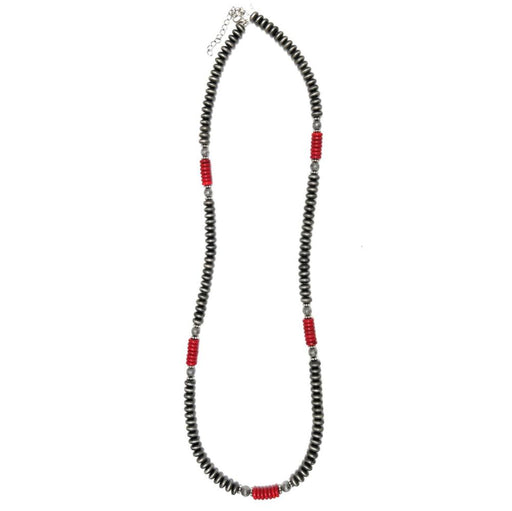 Faux Navajo Pearl Disc Melon Bead Necklace