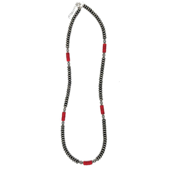 Faux Navajo Pearl Disc Melon Bead Necklace