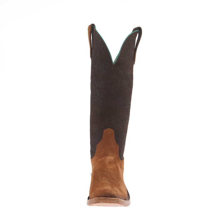 Rios Of Mercedes Women's Ride Ready Hickory Smoked Bacon Vamp 15In Chocolate Floral Suede Top Boot