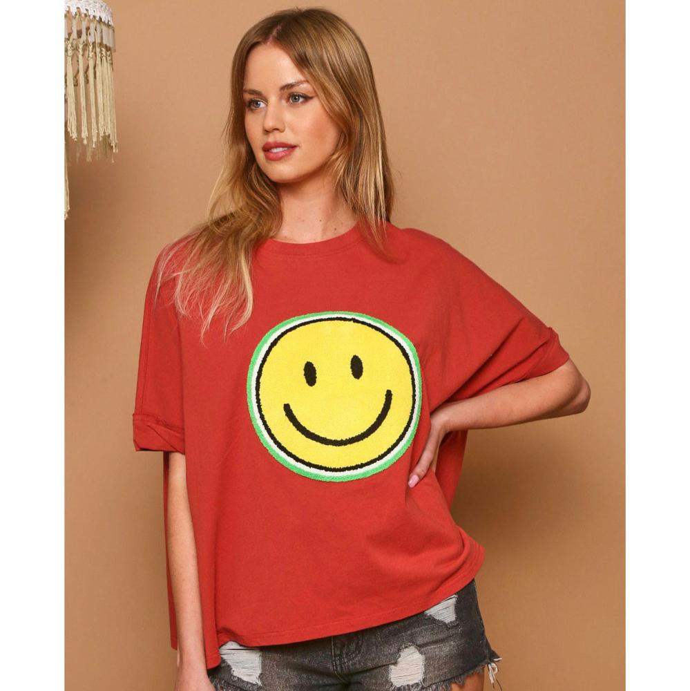 Peach Love Women's Smiley Face Tee