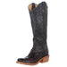 Women's Ride Ready Black Cherry Full Quill Ostrich 15 in. Black Embossed Top Cowgirl Boot