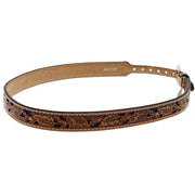 MF 3/4" Floral Tooled with Blue Underlay Hat Band