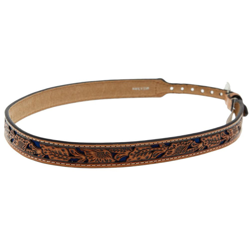 MF 3/4" Floral Tooled with Blue Underlay Hat Band