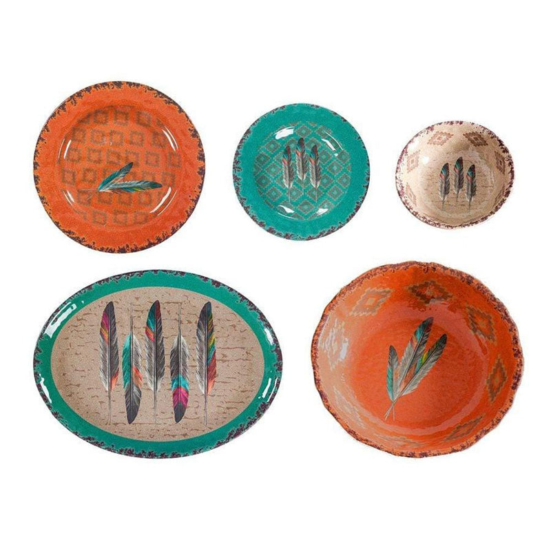 Paseo Road Feather Melamine 14PC Dinnerware Set