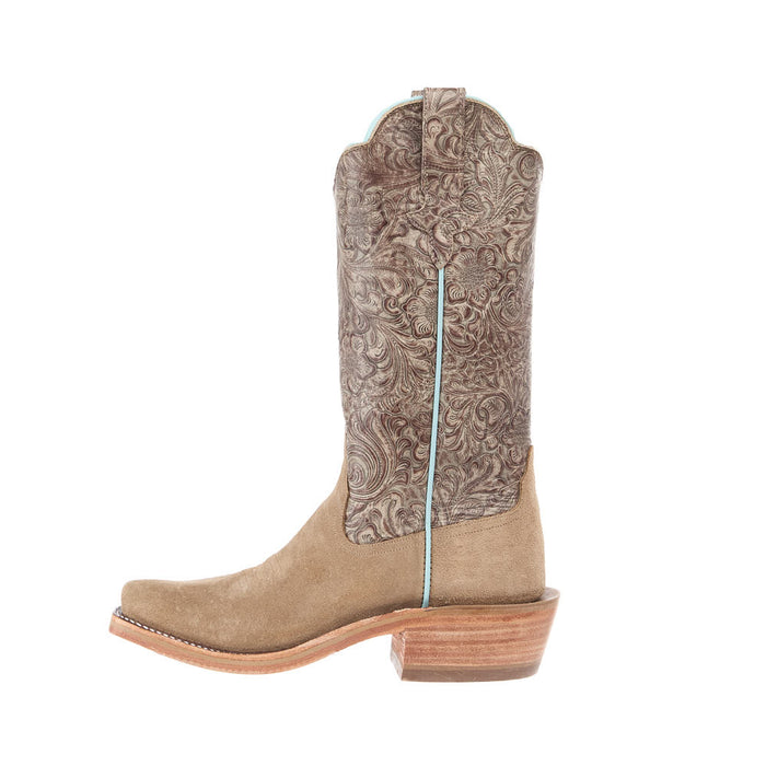 Rios Of Mercedes Women's Ride Ready Tan Crazy Horse Reverse Vamp 13in Ivory Chocolate Wildflower Top