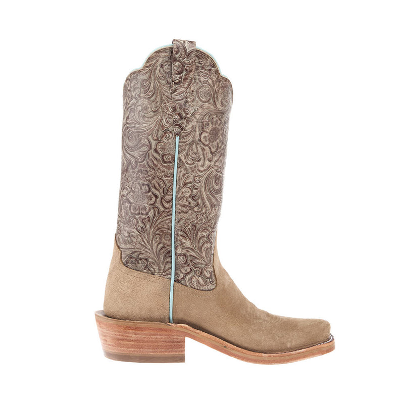 Rios Of Mercedes Women's Ride Ready Tan Crazy Horse Reverse Vamp 13in Ivory Chocolate Wildflower Top