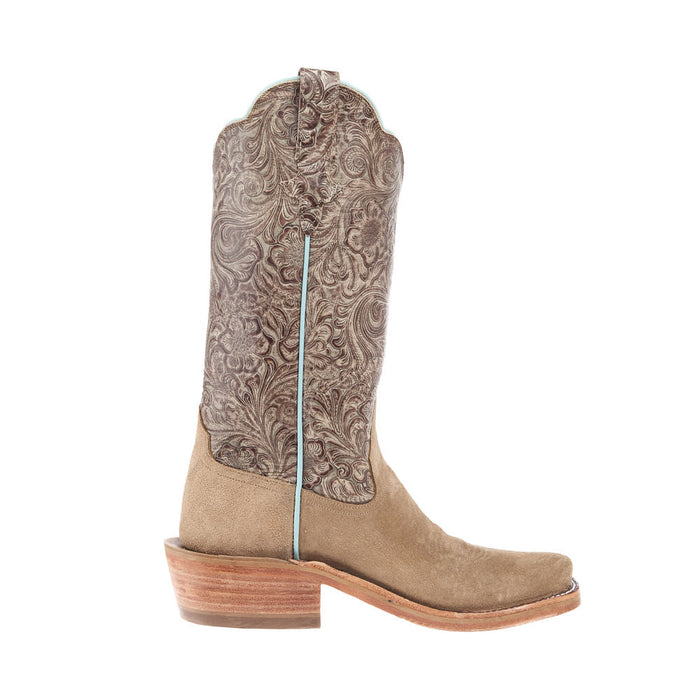 Rios Of Mercedes Women's Ride Ready Tan Crazy Horse Reverse Vamp 13in Ivory Chocolate Wildflower Top