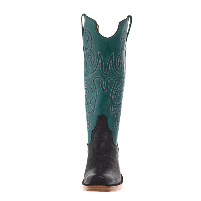 Rios Of Mercedes Women's Ride Ready Black Deertan Vamp 15in. Turquoise Ice Calf Boot