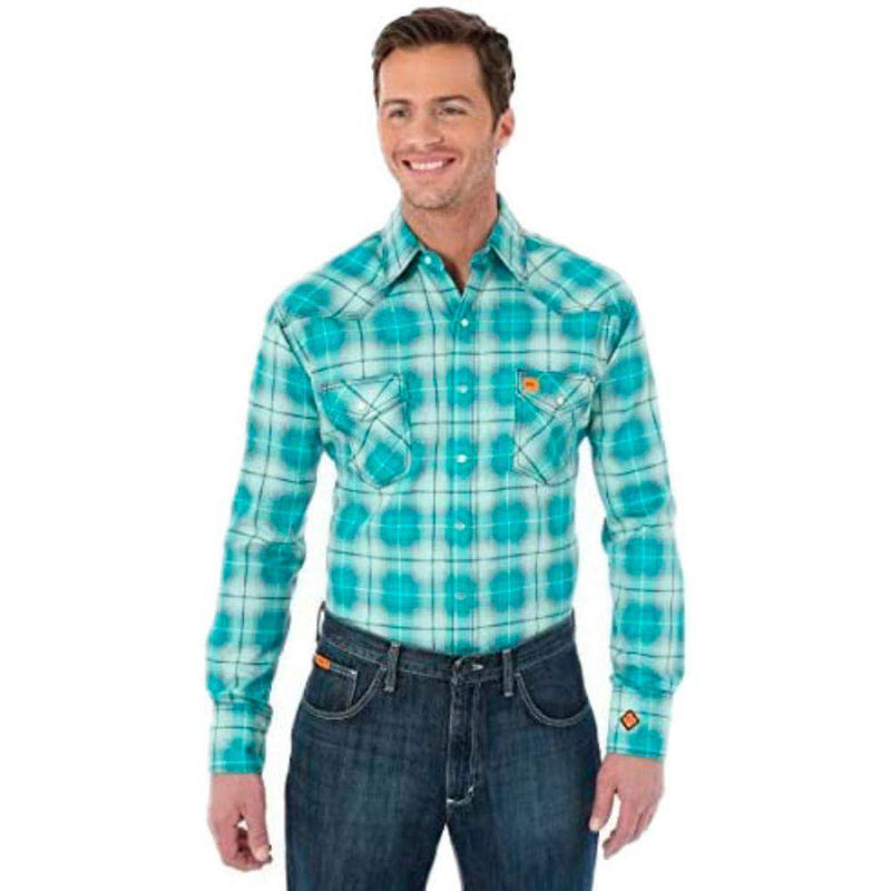 Wrangler Men's Flame Resistant Green Long Sleeve Shirt