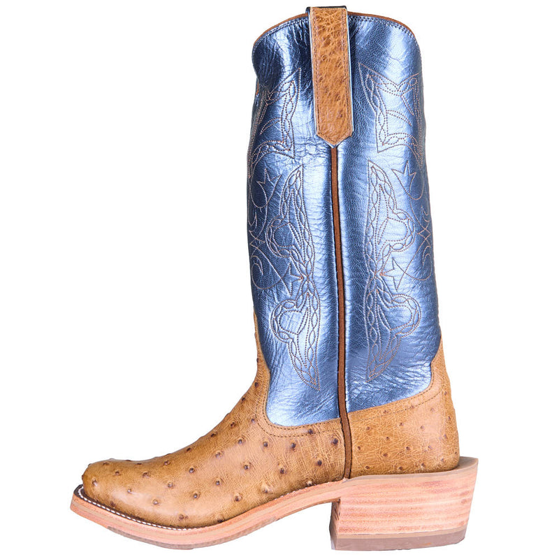 Rios Of Mercedes Women's Ride Ready Antique Full Quill Ostrich Vamp 13in Regal Blue Lustre Top Boot