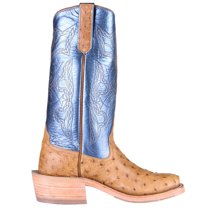 Rios Of Mercedes Women's Ride Ready Antique Full Quill Ostrich Vamp 13in Regal Blue Lustre Top Boot
