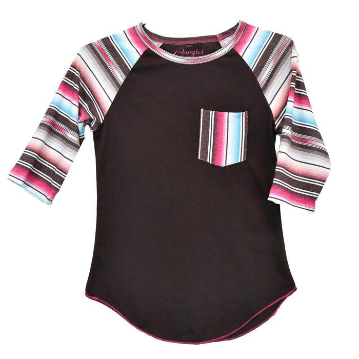 Girls Serape Sleeve Raglan Dark Chocolate Body