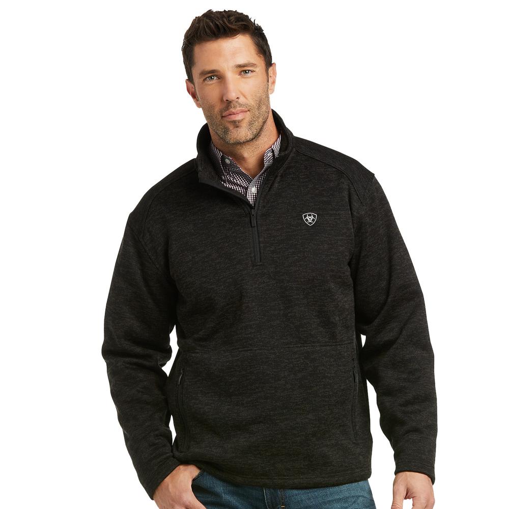 Ariat Mens Caldwell Charcoal Grey 1/4 Zip Long Sleeve Sweater