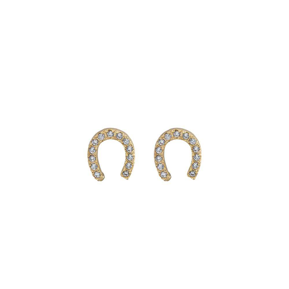 Cool And Interesting Gold Horseshoe Earrings With Crystals