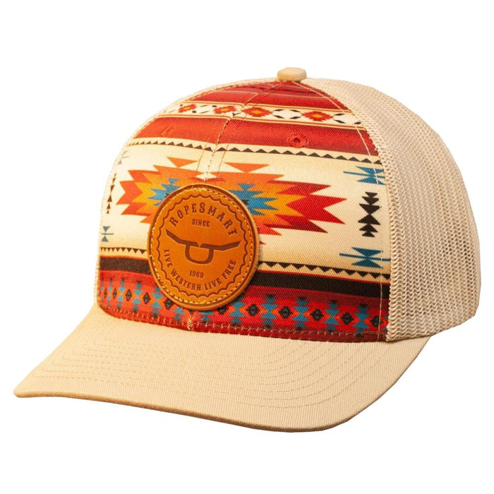 Leather Circle Aztec Patch Cap