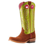 Women's Futurity Boon Cognac Roughout Electric Lime Patent Top Boot