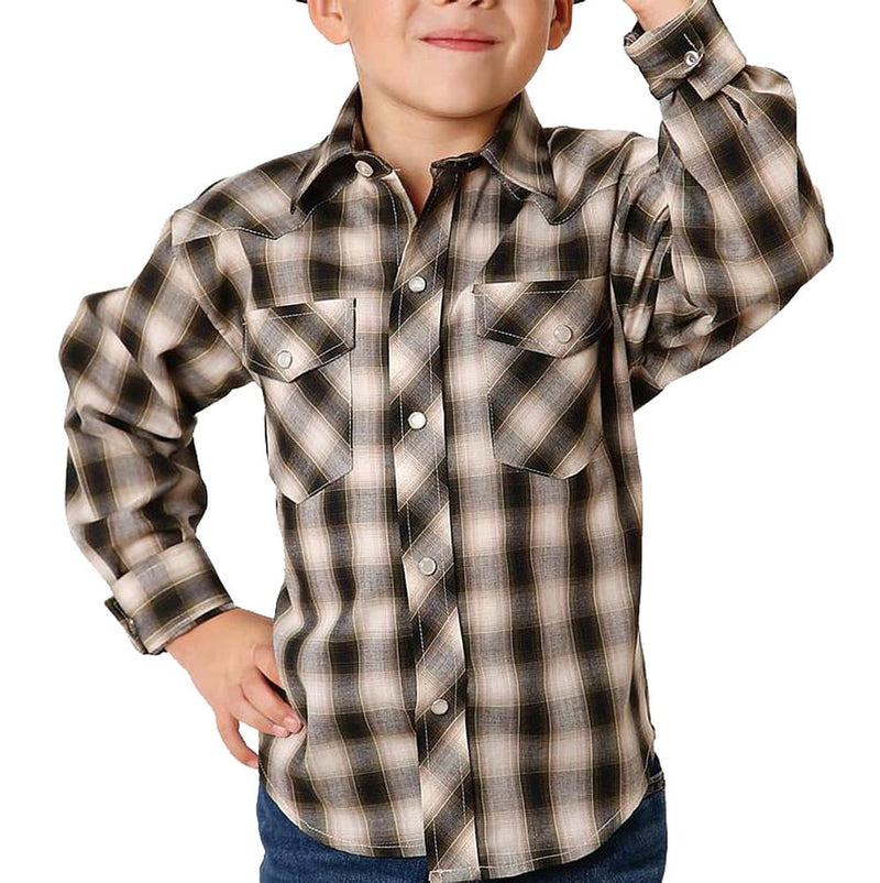 Boy's Plaid Long Sleeve Snap Shirt