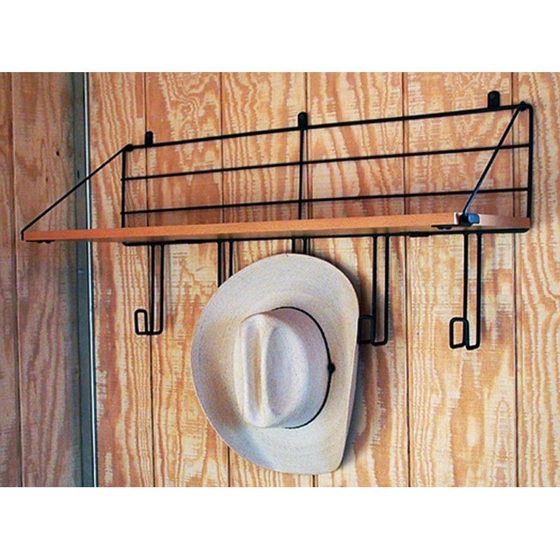 Wall Mount Wood Shelf w/5 Hooks