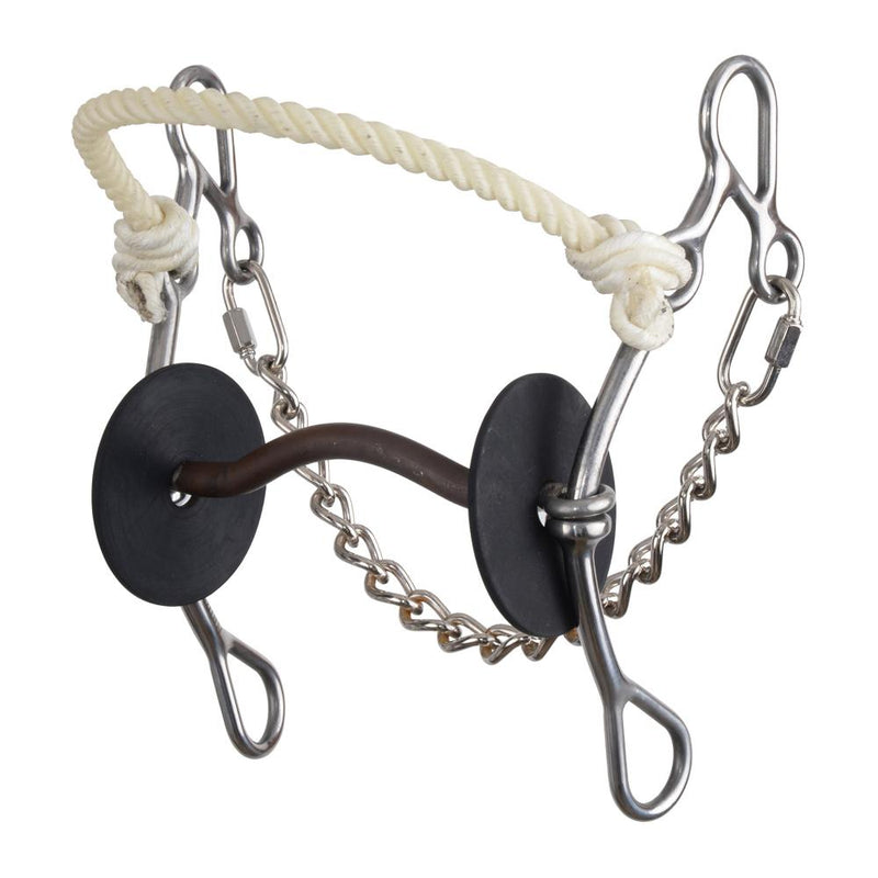 Martha Josey Go Around Low Port Mullen Rope Nose Combo Gag Bit