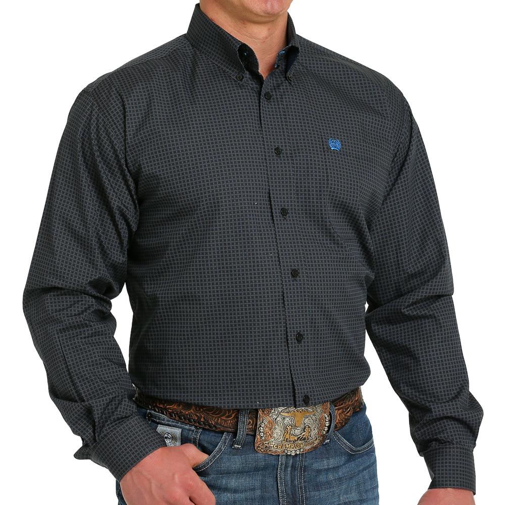 Cinch Men's Black Geometric Print Button Down