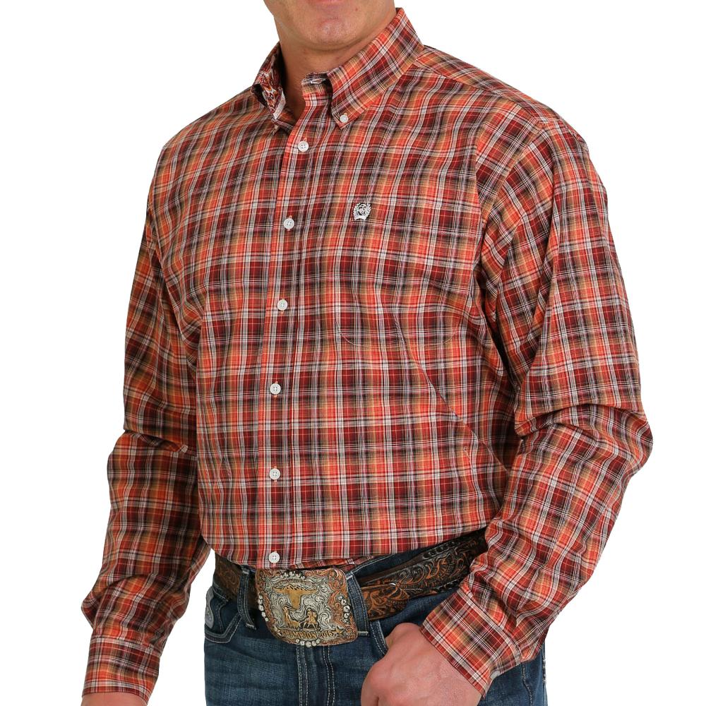 Cinch Men's Red Plaid ButtonDown Shirt