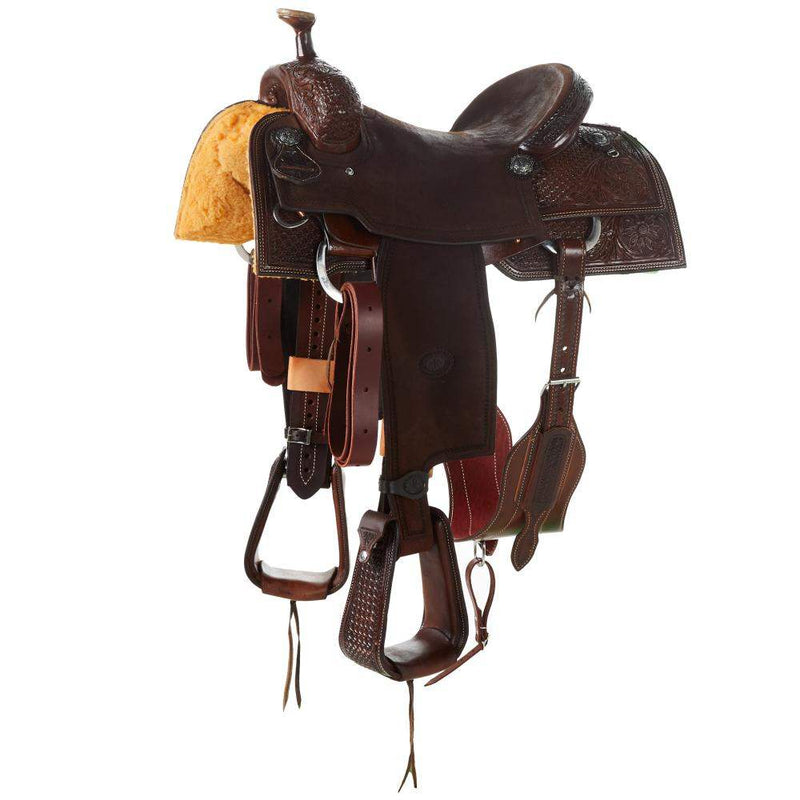 Chocolate 1/2 Breed Spider and Sunflower Combo Team Roping Saddle