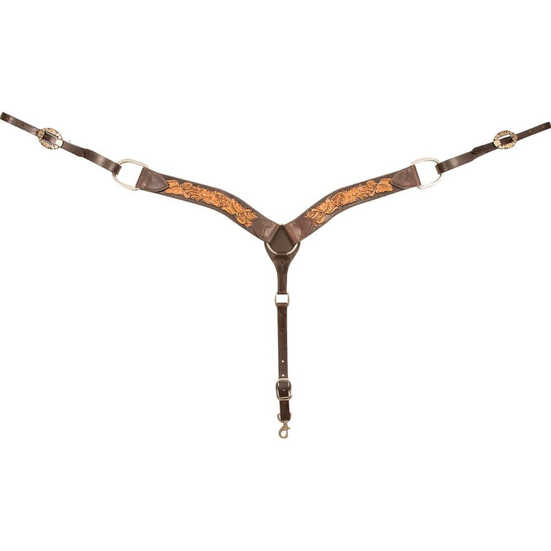 2 Inch Two Tone Floral Tooled Breast Collar