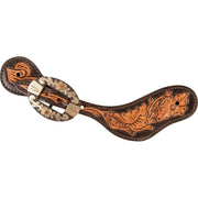 Two Tone Floral Tooled Spur Straps