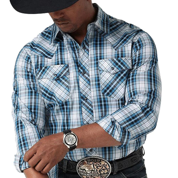 Men's Plaid Long Sleeve Snap Shirt