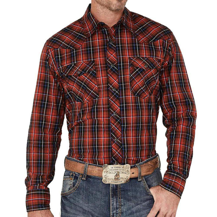 Wrangler Men's Plaid Print Western Snap Shirt