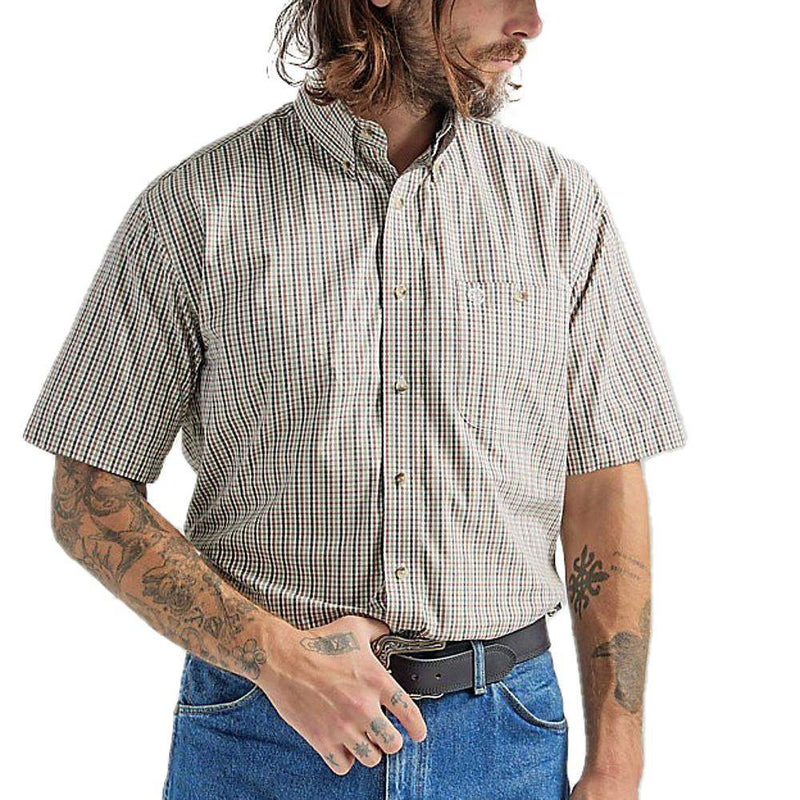 Wrangler Men's George Strait Olive Red Button Down